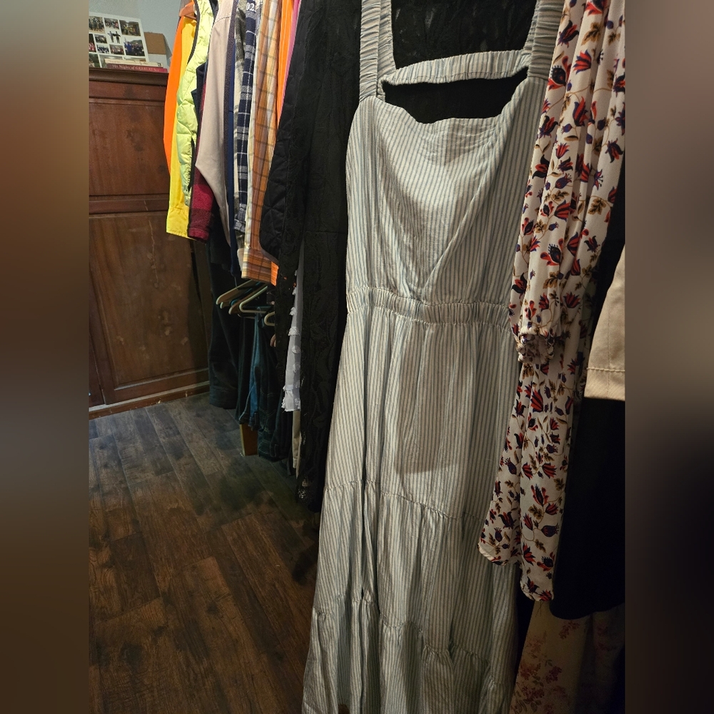 Lucky Brand Blue and White Sleeveless Maxi Sundress